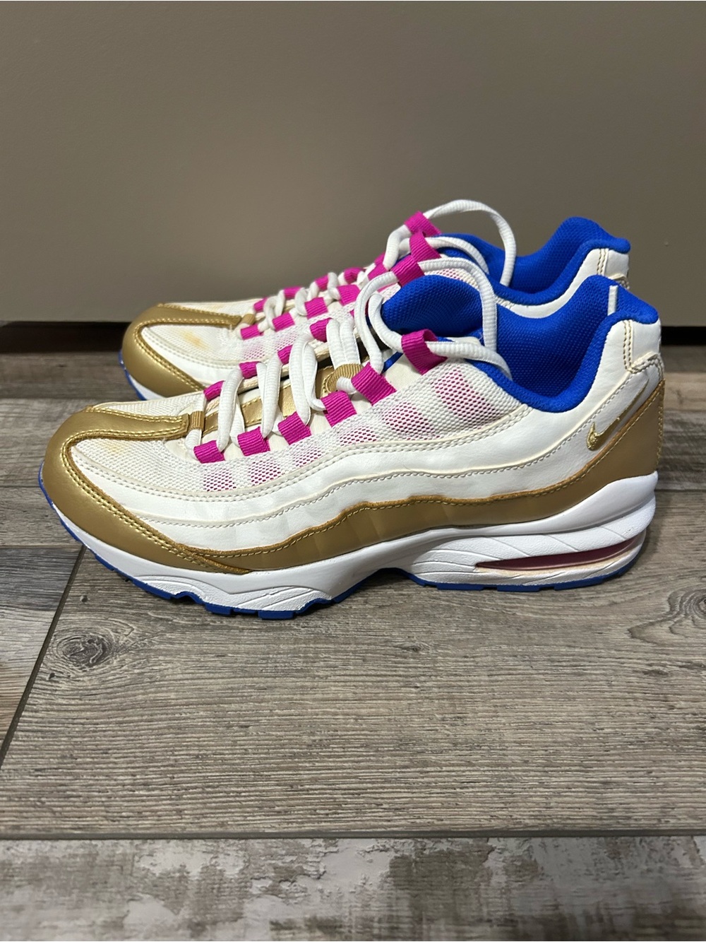 Nike Air Max 95 LE GS Peanut butter & jelly White Gold Blue Pink